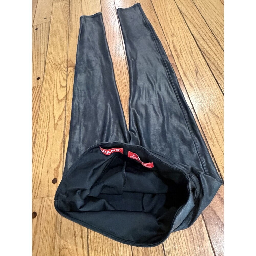 SPANX Faux Leather Leggings Black Medium Regular High Rise Shaping Pull On - Picture 5 of 5